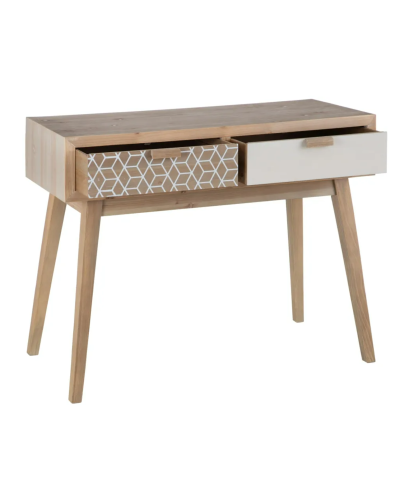 CONSOLA GEOMÉTRICO NATURAL-BLANCO 95 X 40 X 75 CM | Consolas |    MATERIAL MADERA  MODELO GEOMÉTRICO  COLECCION KENSY  TEMPOR...