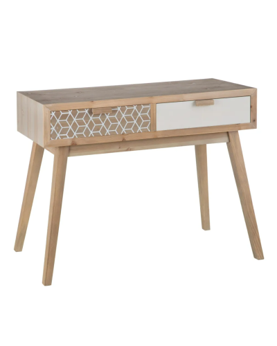 CONSOLA GEOMÉTRICO NATURAL-BLANCO 95 X 40 X 75 CM | Consolas |    MATERIAL MADERA  MODELO GEOMÉTRICO  COLECCION KENSY  TEMPOR...