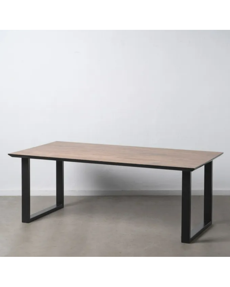 MESA COMEDOR NEGRO-MARRÓN MADERA-HIERRO 200 X 100 X 76 CM | Mesas |    MATERIAL MADERA-HIERRO  TEMPORADA CATÁLOGO  COLOR NEGR...