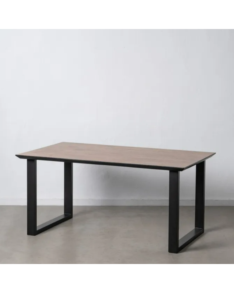 MESA COMEDOR NEGRO-MARRÓN MADERA-HIERRO 160 X 90 X 76 CM | Mesas |    MATERIAL MADERA-HIERRO  TEMPORADA PROMO  COLOR NEGRO-MA...