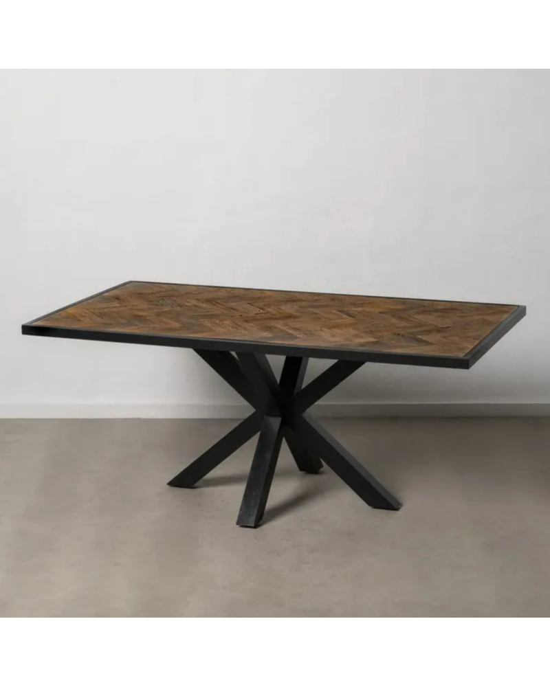 MESA COMEDOR NATURAL-NEGRO 180 X 100 X 76 CM | Mesas |    MATERIAL MADERA-HIERRO  TEMPORADA CATÁLOGO  COLOR NATURAL-NEGRO  PI...