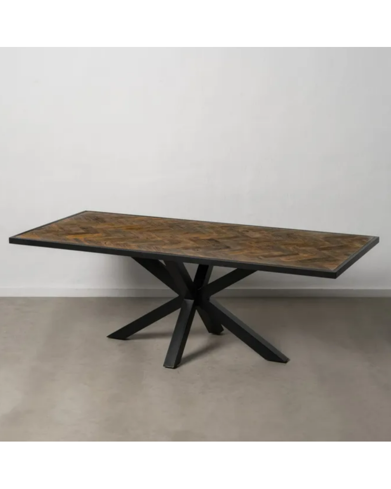 MESA COMEDOR NATURAL-NEGRO 220 X 100 X 76 CM | Mesas |    MATERIAL MADERA-HIERRO  TEMPORADA CATÁLOGO  COLOR NATURAL-NEGRO  PI...