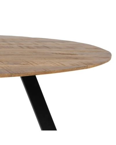 MESA COMEDOR NATURAL-NEGRO MADERA-HIERRO 130 X 130 X 77 CM | Mesas |    MATERIAL MADERA-HIERRO  TEMPORADA CATÁLOGO  COLOR NAT...