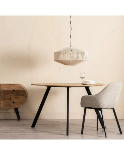 MESA COMEDOR NATURAL-NEGRO MADERA-HIERRO 130 X 130 X 77 CM | Mesas |    MATERIAL MADERA-HIERRO  TEMPORADA CATÁLOGO  COLOR NAT...