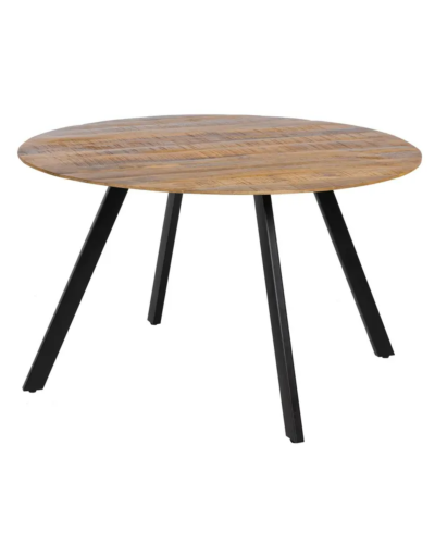 MESA COMEDOR NATURAL-NEGRO MADERA-HIERRO 130 X 130 X 77 CM | Mesas |    MATERIAL MADERA-HIERRO  TEMPORADA CATÁLOGO  COLOR NAT...