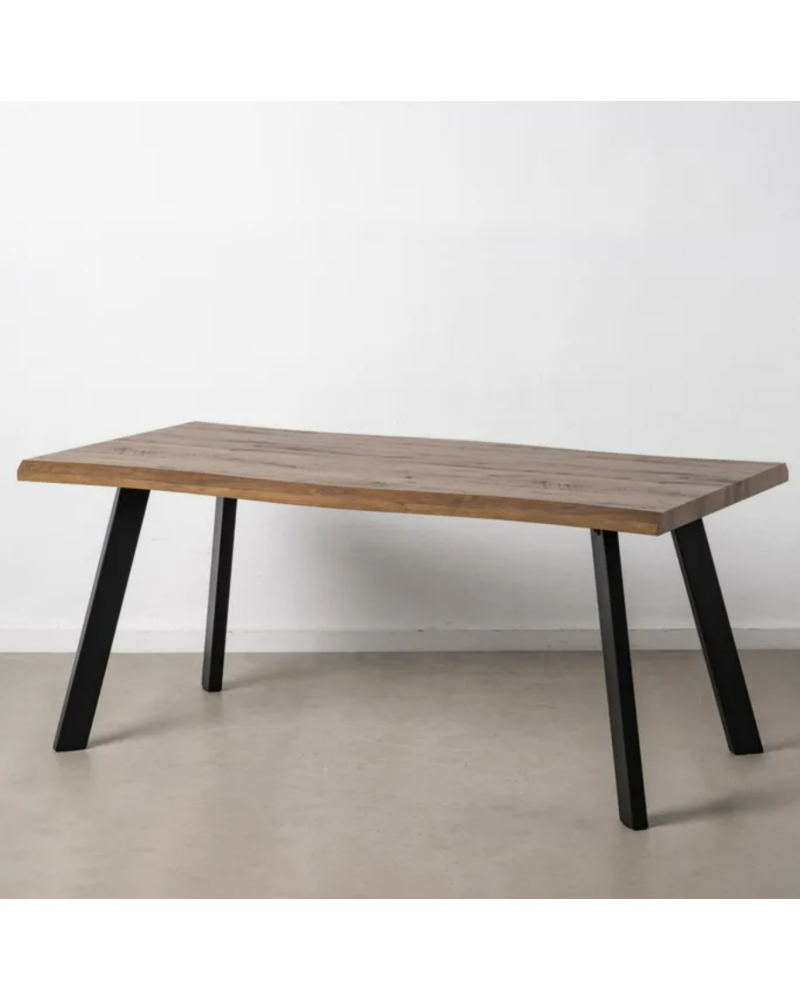 MESA COMEDOR MARRÓN-NEGRO DM-METAL SALÓN 180 X 90 X 75 CM | Mesas |    MATERIAL DM-METAL  TEMPORADA CATÁLOGO  COLOR MARRÓN-NE...