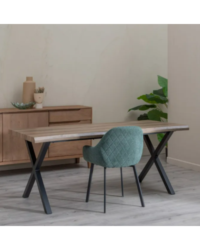 MESA COMEDOR MARRÓN-NEGRO DM-METAL SALÓN 180 X 90 X 75 CM | Mesas |    MATERIAL DM-METAL  TEMPORADA CATÁLOGO  COLOR MARRÓN-NE...