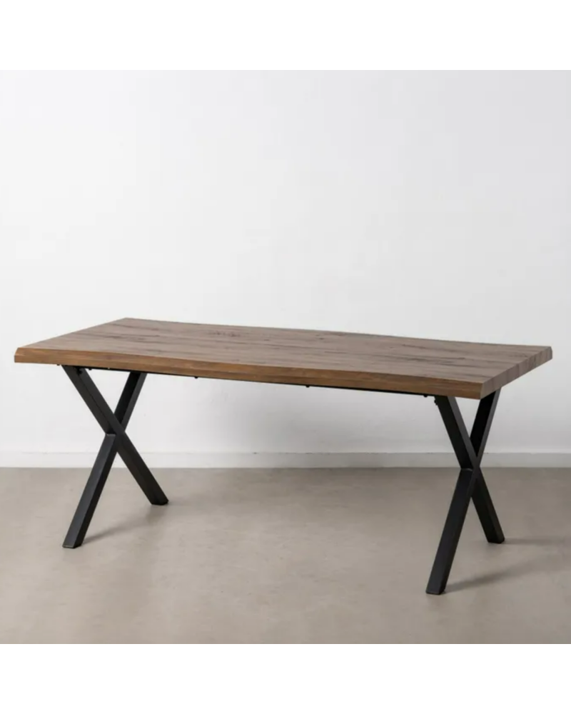 MESA COMEDOR MARRÓN-NEGRO DM-METAL SALÓN 180 X 90 X 75 CM | Mesas |    MATERIAL DM-METAL  TEMPORADA CATÁLOGO  COLOR MARRÓN-NE...