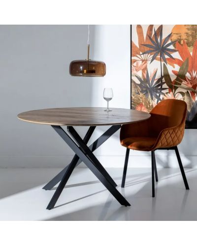 MESA COMEDOR NATURAL-NEGRO DM-METAL 120 X 120 X 75 CM | Mesas |    MATERIAL DM-METAL  TEMPORADA CATÁLOGO  COLOR NATURAL-NEGRO...