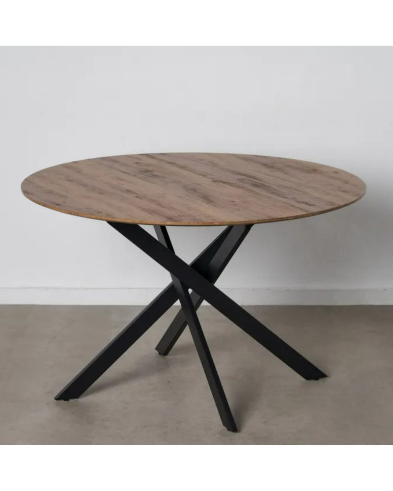 MESA COMEDOR NATURAL-NEGRO DM-METAL 120 X 120 X 75 CM | Mesas |    MATERIAL DM-METAL  TEMPORADA CATÁLOGO  COLOR NATURAL-NEGRO...