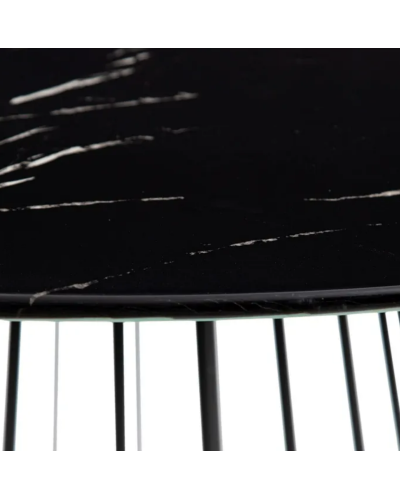 MESA COMEDOR MARMOLADO NEGRO 120 X 120 X 75 CM | Mesas |    MATERIAL ACERO-CRISTAL  MODELO MARMOLADO  TEMPORADA CATÁLOGO  COL...