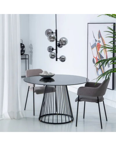 MESA COMEDOR MARMOLADO NEGRO 120 X 120 X 75 CM | Mesas |    MATERIAL ACERO-CRISTAL  MODELO MARMOLADO  TEMPORADA CATÁLOGO  COL...