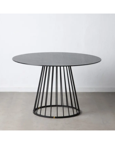 MESA COMEDOR MARMOLADO NEGRO 120 X 120 X 75 CM | Mesas |    MATERIAL ACERO-CRISTAL  MODELO MARMOLADO  TEMPORADA CATÁLOGO  COL...