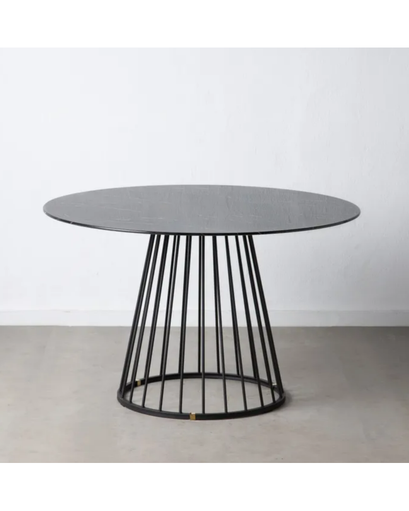 MESA COMEDOR MARMOLADO NEGRO 120 X 120 X 75 CM | Mesas |    MATERIAL ACERO-CRISTAL  MODELO MARMOLADO  TEMPORADA CATÁLOGO  COL...