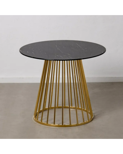 MESA COMEDOR MARMOLADO NEGRO-ORO 90 X 90 X 75 CM | Mesas |    MATERIAL ACERO-CRISTAL  MODELO MARMOLADO  TEMPORADA PROMO  COLO...