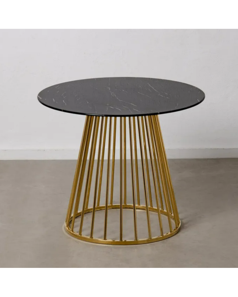 MESA COMEDOR MARMOLADO NEGRO-ORO 90 X 90 X 75 CM | Mesas |    MATERIAL ACERO-CRISTAL  MODELO MARMOLADO  TEMPORADA PROMO  COLO...