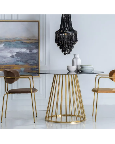 MESA COMEDOR MARMOLADO NEGRO-ORO 120 X 120 X 75 CM | Mesas |    MATERIAL ACERO-CRISTAL  MODELO MARMOLADO  TEMPORADA CATÁLOGO ...