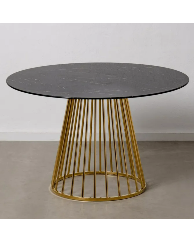 MESA COMEDOR MARMOLADO NEGRO-ORO 120 X 120 X 75 CM | Mesas |    MATERIAL ACERO-CRISTAL  MODELO MARMOLADO  TEMPORADA CATÁLOGO ...