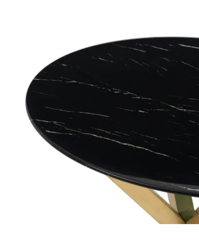MESA COMEDOR MÁRMOL NEGRO-ORO 90 X 90 X 76 CM | Mesas |    MATERIAL ACERO-CRISTAL  MODELO MÁRMOL  TEMPORADA PROMO  COLOR NEGR...