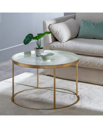 MESA CENTRO CREMA-ORO HIERRO SALÓN 75 X 75 X 47 CM | Mesas |    MATERIAL HIERRO  TEMPORADA PROMO  COLOR CREMA-ORO  PIEZA MESA...