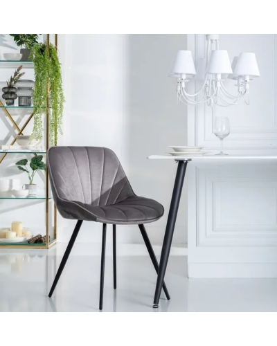 SILLA TERCIOPELO GRIS SALÓN 51 X 55 X 82 CM | Sillas y Taburetes |    MODELO TERCIOPELO  TEMPORADA PROMO  COLOR GRIS  PIEZA S...