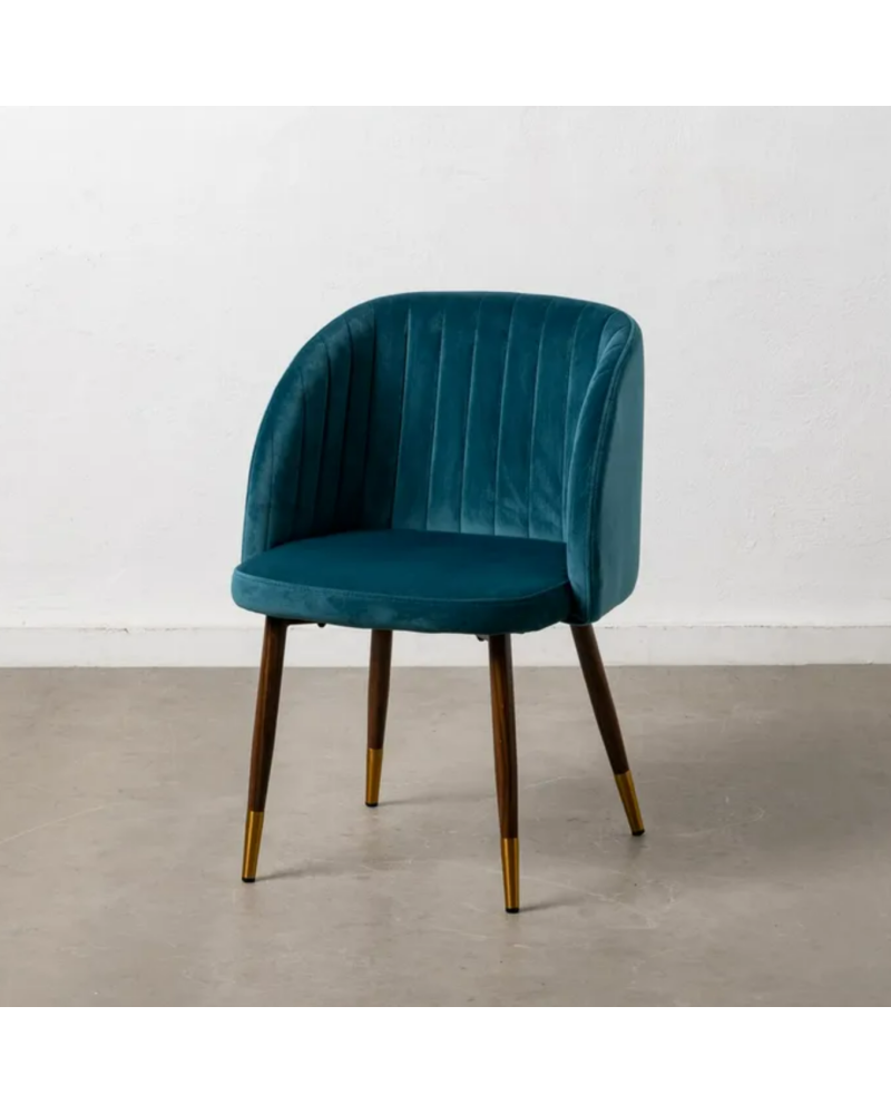 SILLA TERCIOPELO AZUL TEJIDO-METAL SALÓN 54 X 51 X 79,50 CM | Sillas y Taburetes |    MATERIAL TEJIDO-METAL  MODELO TERCIOPEL...