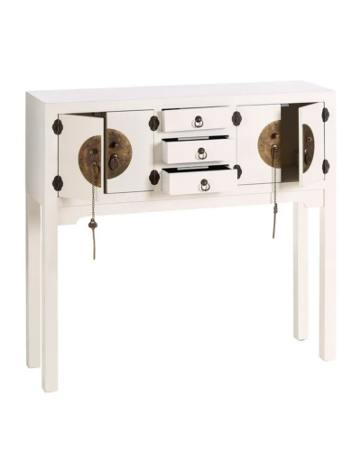 CONSOLA 4 PUERTAS Y 3 CAJONES BLANCO 95 X 26 X 90 CM | Consolas |    MATERIAL MADERA  MODELO 4 PUERTAS Y 3 CAJONES  COLECCION...