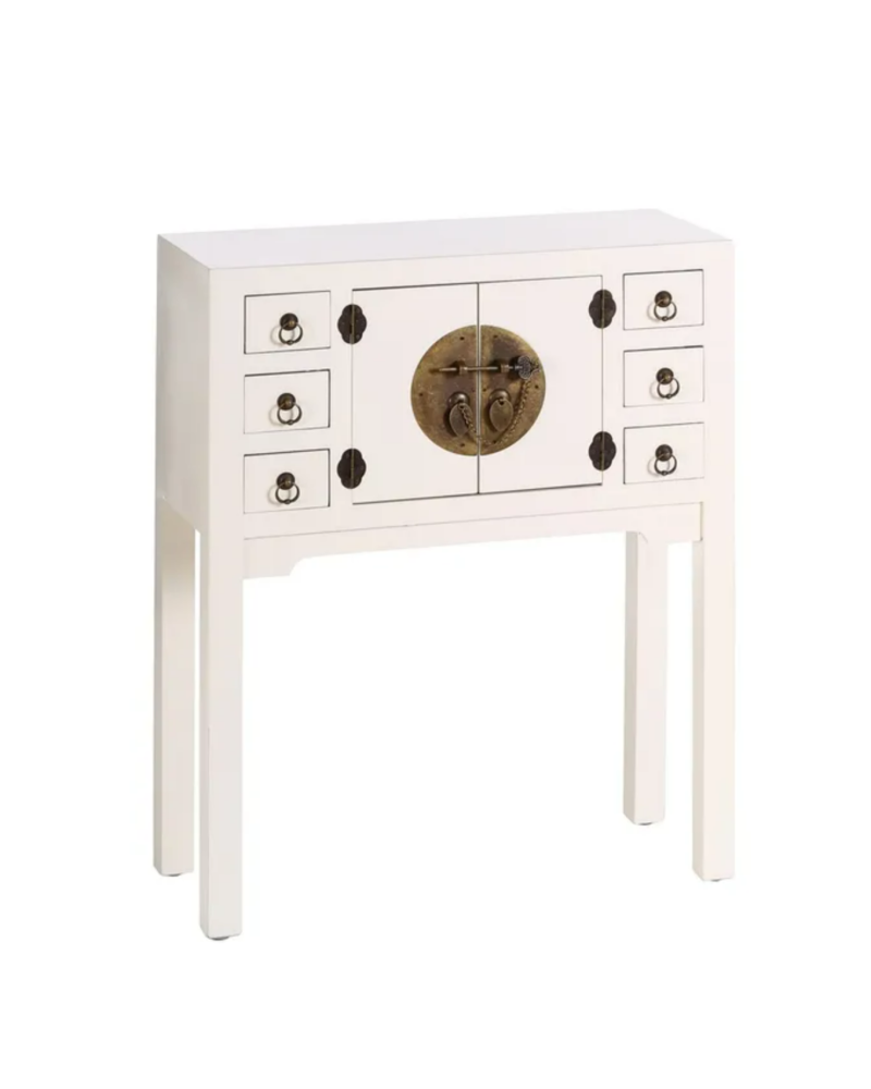 CONSOLA 2 PUERTAS Y 6 CAJONES BLANCO 63 X 26 X 80 CM | Consolas |    MATERIAL MADERA  MODELO 2 PUERTAS Y 6 CAJONES  COLECCION...