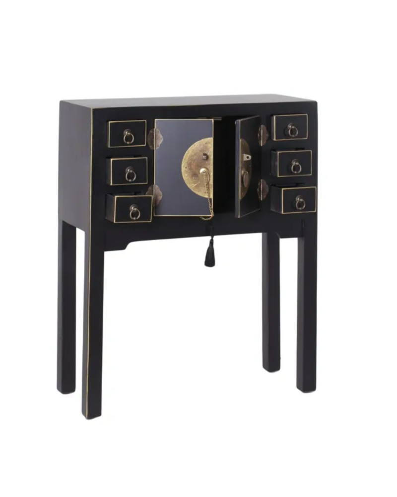 CONSOLA 2 PUERTAS Y 6 CAJONES NEGRO 63 X 26 X 80 CM | Consolas |    MATERIAL MADERA  MODELO 2 PUERTAS Y 6 CAJONES  COLECCION ...