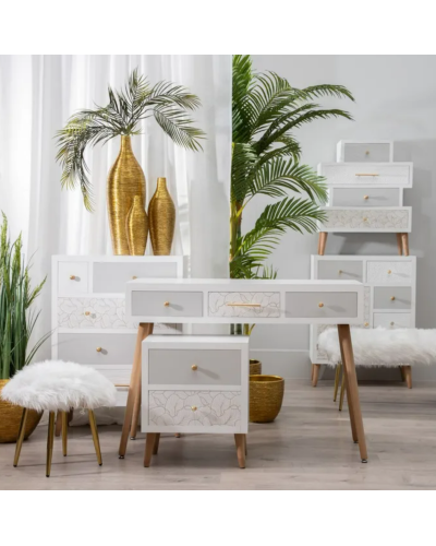 CONSOLA BLANCO-GRIS MADERA PAULONIA 107 X 40 X 78,50 CM | Consolas |    MATERIAL MADERA PAULONIA  COLECCION MARGOT  TEMPORADA...