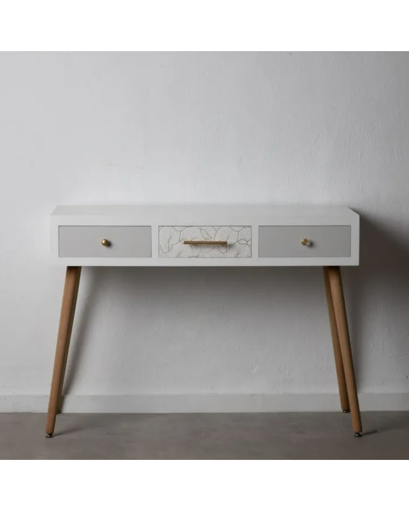 CONSOLA BLANCO-GRIS MADERA PAULONIA 107 X 40 X 78,50 CM | Consolas |    MATERIAL MADERA PAULONIA  COLECCION MARGOT  TEMPORADA...