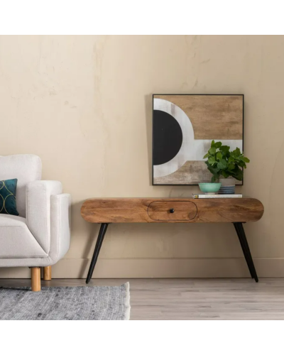 MUEBLE TV NATURAL-NEGRO MADERA-HIERRO 118 X 36 X 55 CM | Mueble TV |    MATERIAL MADERA-HIERRO  TEMPORADA CATÁLOGO  COLOR NAT...