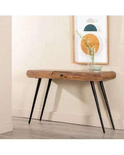 CONSOLA NATURAL-NEGRO MADERA-HIERRO 117 X 36,50 X 75 CM | Consolas |    MATERIAL MADERA-HIERRO  TEMPORADA CATÁLOGO  COLOR NAT...