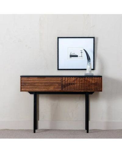 CONSOLA MARRÓN-NEGRO MADERA-HIERRO 110 X 40 X 76 CM | Consolas |    MATERIAL MADERA-HIERRO  TEMPORADA CATÁLOGO  COLOR MARRÓN-...