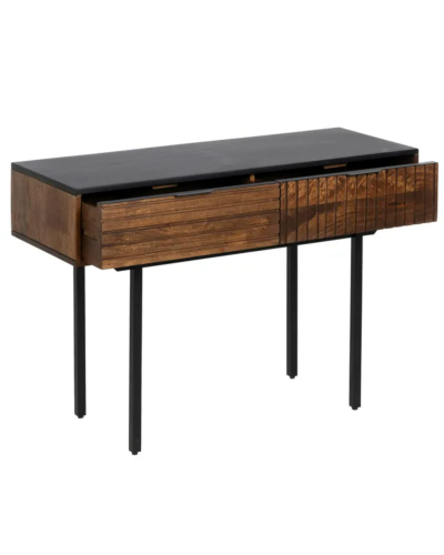 CONSOLA MARRÓN-NEGRO MADERA-HIERRO 110 X 40 X 76 CM | Consolas |    MATERIAL MADERA-HIERRO  TEMPORADA CATÁLOGO  COLOR MARRÓN-...