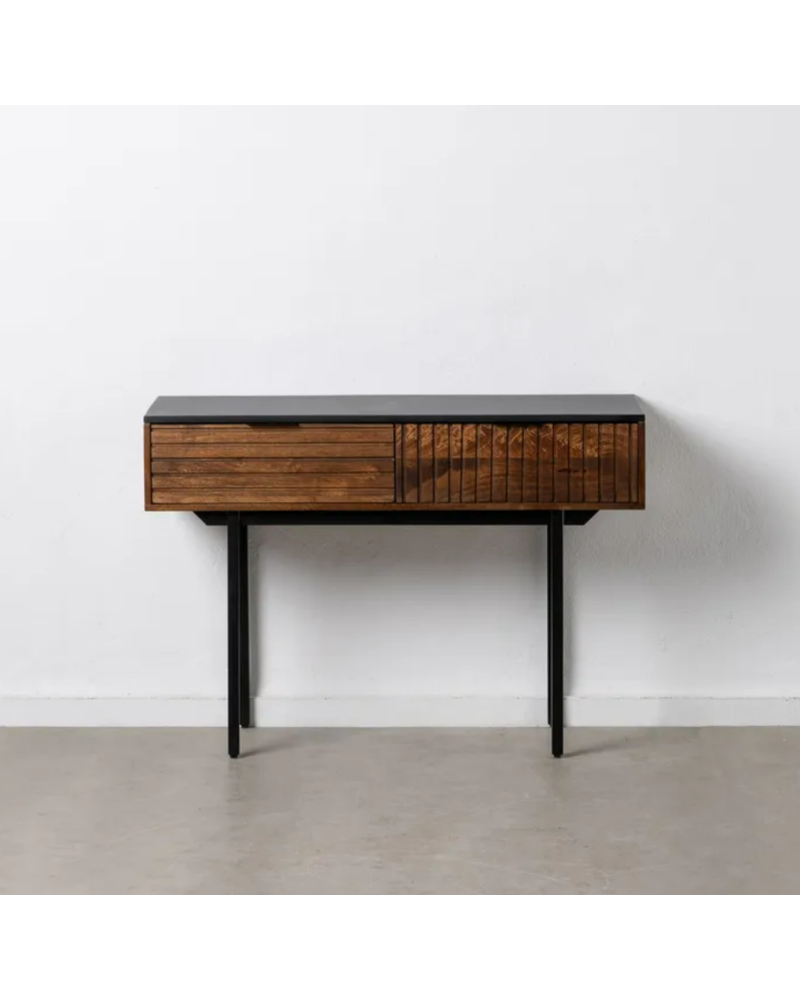 CONSOLA MARRÓN-NEGRO MADERA-HIERRO 110 X 40 X 76 CM | Consolas |    MATERIAL MADERA-HIERRO  TEMPORADA CATÁLOGO  COLOR MARRÓN-...