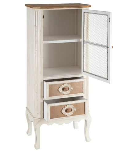 VITRINA BLANCO-NATURAL DM-MADERA SALÓN 56 X 35 X 136,50 CM | Vitrinas |    MATERIAL DM-MADERA  COLECCION DAISY  TEMPORADA PRO...