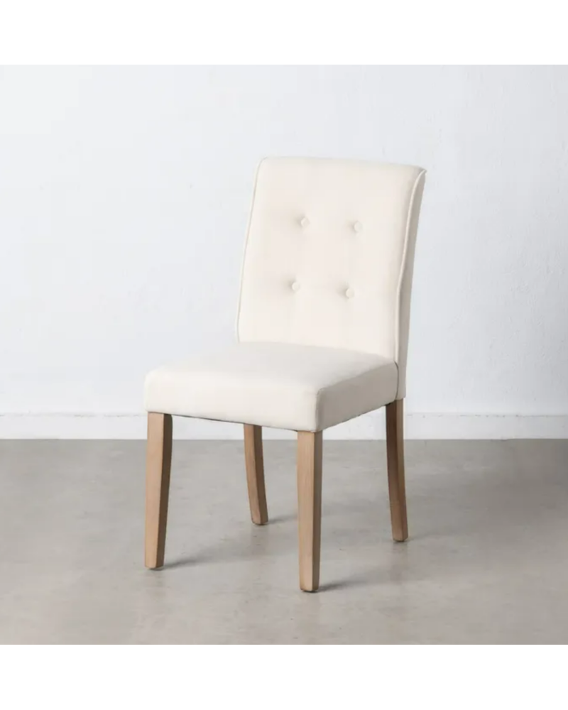 SILLA "CAPITONÉ" CREMA TEJIDO-MADERA 47 X 52 X 90 CM | Sillas y Taburetes |    MATERIAL TEJIDO-MADERA  MODELO "CAPITONÉ"  TEM...