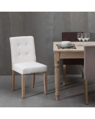 SILLA "CAPITONÉ" CREMA TEJIDO-MADERA 47 X 52 X 90 CM | Sillas y Taburetes |    MATERIAL TEJIDO-MADERA  MODELO "CAPITONÉ"  TEM...