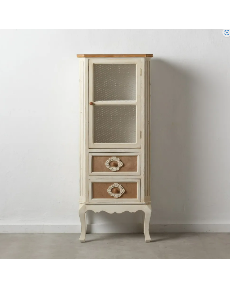 VITRINA BLANCO-NATURAL DM-MADERA SALÓN 56 X 35 X 136,50 CM | Vitrinas |    MATERIAL DM-MADERA  COLECCION DAISY  TEMPORADA PRO...