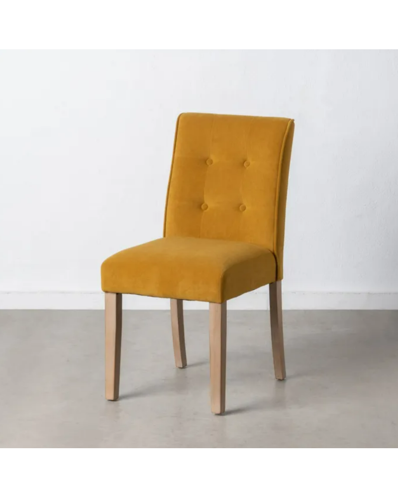 SILLA "CAPITONÉ" MOSTAZA TEJIDO-MADERA 47 X 52 X 92 CM | Sillas y Taburetes |    MATERIAL TEJIDO-MADERA  MODELO "CAPITONÉ"  T...