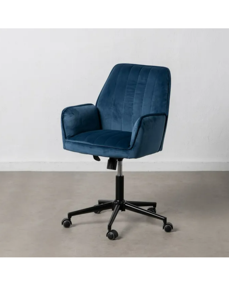 SILLA RUEDAS AZUL TERCIOPELO 60 X 60,50 X 82 CM | Sillas y Taburetes |    MATERIAL TERCIOPELO  MODELO RUEDAS  TEMPORADA PROMO...
