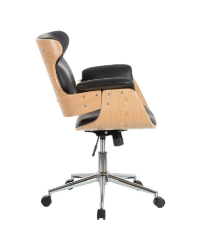 SILLÓN RUEDAS NATURAL-NEGRO SIMIL PIEL 68 X 62 X 85 CM | Sillas y Taburetes |    MATERIAL SIMIL PIEL  MODELO RUEDAS  TEMPORAD...