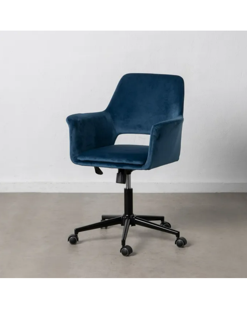 SILLA RUEDAS AZUL TERCIOPELO 61 X 66 X 82 CM | Sillas y Taburetes |    MATERIAL TERCIOPELO  MODELO RUEDAS  TEMPORADA PROMO  C...
