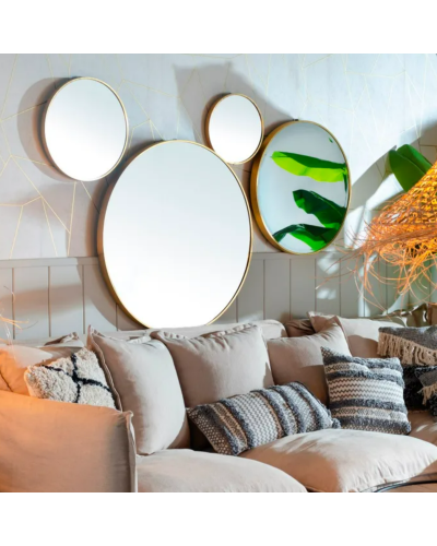 ESPEJO ORO ALUMINIO-CRISTAL DECORACIÓN 80 X 4 X 80 CM | Espejos |    MATERIAL ALUMINIO-CRISTAL  TEMPORADA CATÁLOGO  COLOR ORO...