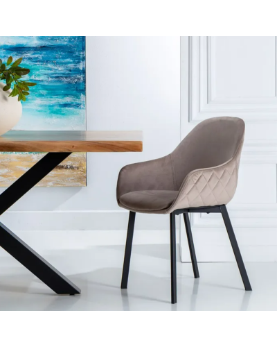SILLA TAUPE TEJIDO-METAL SALÓN 57,50 X 53 X 84,50 CM | Sillas y Taburetes |    MATERIAL TEJIDO-METAL  TEMPORADA CATÁLOGO  COL...