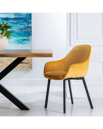 SILLA MOSTAZA TEJIDO-METAL SALÓN 57,50 X 53 X 84,50 CM | Sillas y Taburetes |    MATERIAL TEJIDO-METAL  TEMPORADA CATÁLOGO  C...