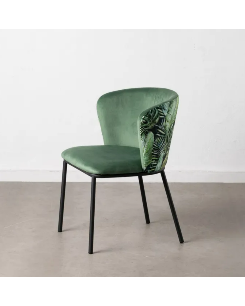 SILLA HOJAS VERDE TEJIDO-METAL SALÓN 58 X 52 X 77 CM | Sillas y Taburetes |      MATERIAL TEJIDO-METAL  MODELO HOJAS  TEMPORA...