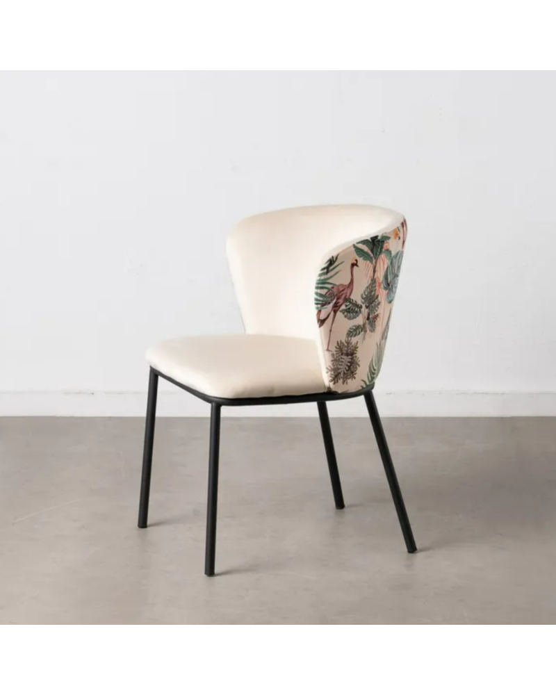 SILLA PAVO REAL BEIGE TEJIDO-METAL SALÓN 58 X 52 X 77 CM | Sillas y Taburetes |      MATERIAL TEJIDO-METAL  MODELO HOJAS  TEM...