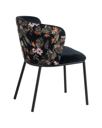 SILLA FLORES NEGRO TEJIDO-METAL SALÓN 58 X 52 X 77 CM | Sillas y Taburetes |      MATERIAL TEJIDO-METAL  MODELO HOJAS  TEMPOR...